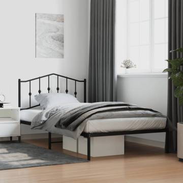 Metal Bed Frame with Headboard Black 100x200 cm | HipoMarket