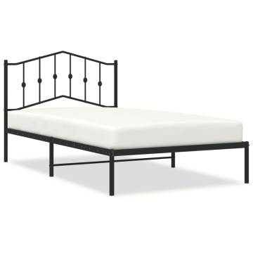 Metal Bed Frame with Headboard Black 100x200 cm | HipoMarket