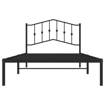 Metal Bed Frame with Headboard Black 100x200 cm | HipoMarket