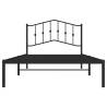 Metal Bed Frame with Headboard Black 100x200 cm | HipoMarket