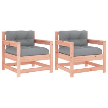 Garden Chairs with Cushions - 2 pcs Solid Wood Douglas