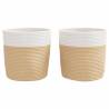 Stylish Beige & White Cotton Storage Baskets - 2 pcs Ø28x28 cm