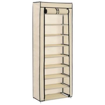 Shoe Cabinet with Cover Cream - 57x29x162 cm | HipoMarket