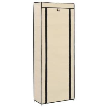 Shoe Cabinet with Cover Cream - 57x29x162 cm | HipoMarket