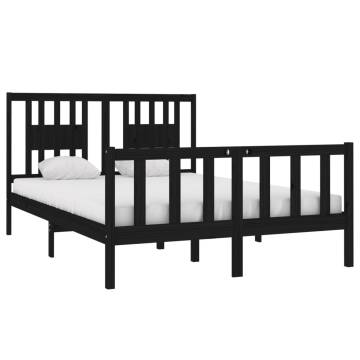 Black Solid Wood Bed Frame 135x190 cm Double - Hipomarket