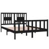 Black Solid Wood Bed Frame 135x190 cm Double - Hipomarket