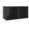 Stylish High Gloss Grey TV Cabinets - 2 pcs | Hipo Market