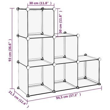 Storage Cube Organiser - 6 Transparent PP Cubes for Easy Storage