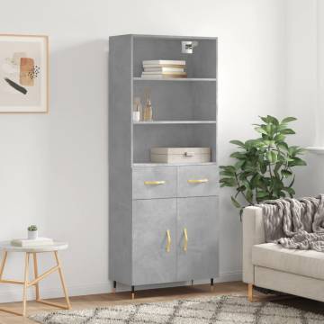 Stylish Concrete Grey Highboard | 69.5x34x180 cm | Hipomarket