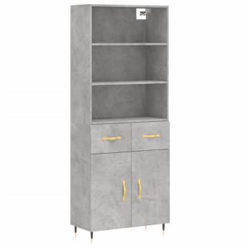 Stylish Concrete Grey Highboard | 69.5x34x180 cm | Hipomarket