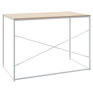 Stylish White and Oak Computer Desk - 110x60x70 cm