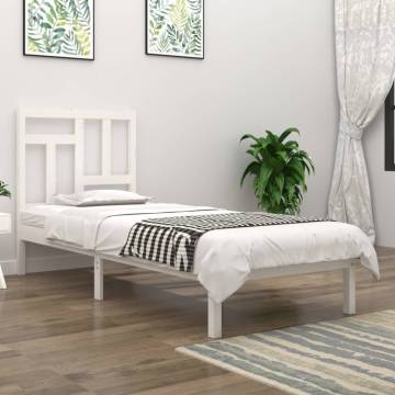 White Solid Wood Pine Bed Frame 90x200 cm - Modern Design