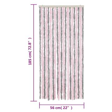 Fly Curtain Silver Grey & Pink - 56x185 cm Chenille | HipoMarket