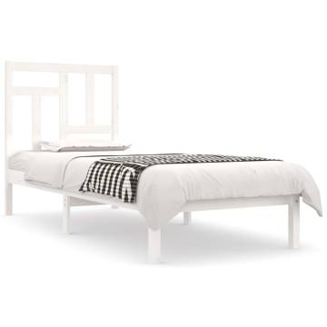 White Solid Wood Pine Bed Frame 90x200 cm - Modern Design