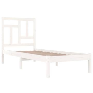 White Solid Wood Pine Bed Frame 90x200 cm - Modern Design