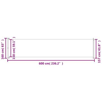 Patio Retractable Side Awning 600x160 cm - Red Privacy Solution