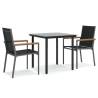 3 Piece Black Garden Dining Set - Textilene & Steel