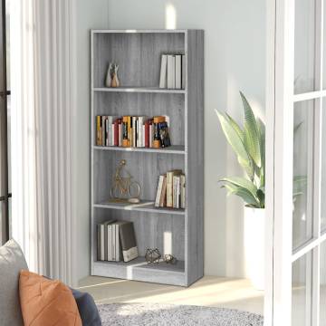 4-Tier Grey Sonoma Book Cabinet - Elegant Storage Solution