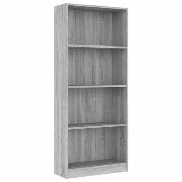 4-Tier Grey Sonoma Book Cabinet - Elegant Storage Solution