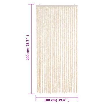 Fly Curtain Beige and White 100x200 cm - Keep Insects Out