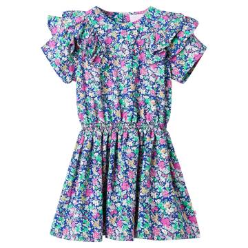 Kids' Ruffle Sleeve Dress in Cobalt Blue - Size 104