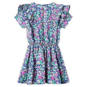 Kids' Ruffle Sleeve Dress in Cobalt Blue - Size 104