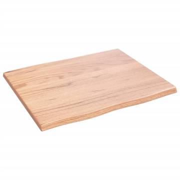 Solid Oak Live Edge Table Top - Light Brown 60x50 cm