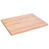 Solid Oak Live Edge Table Top - Light Brown 60x50 cm