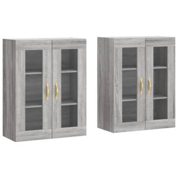 Wall Mounted Cabinets 2 pcs Grey Sonoma Wood | HIPO Market