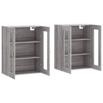 Wall Mounted Cabinets 2 pcs Grey Sonoma Wood | HIPO Market