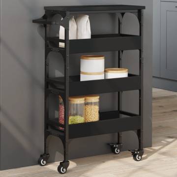 Black Kitchen Trolley - 53x20x76 cm Engineered Wood