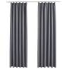 Blackout Curtains with Hooks - Grey 140x175 cm | Hipomarket