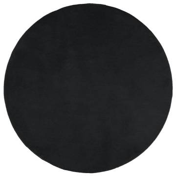 Rug OVIEDO Short Pile Black Ø 240 cm | Hipomarket UK