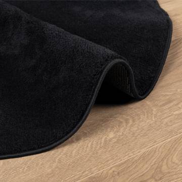 Rug OVIEDO Short Pile Black Ø 240 cm | Hipomarket UK