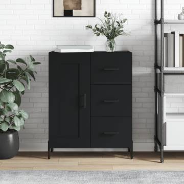 Stylish Black Sideboard - 69.5x34x90 cm Engineered Wood