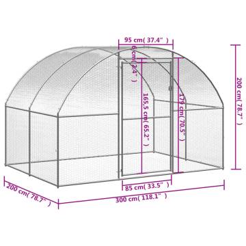 Outdoor Chicken Coop 3x2x2m - Galvanised Steel & Durable