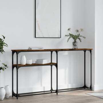 Elegant Smoked Oak Console Table | 145x22.5x75 cm - Hipomarket