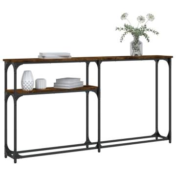 Elegant Smoked Oak Console Table | 145x22.5x75 cm - Hipomarket