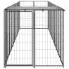 Dog Kennel Black 6.05 m² Steel - Durable Outdoor Pet Enclosure