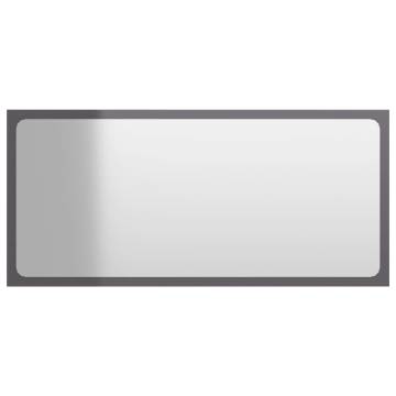 Stylish High Gloss Grey Bathroom Mirror - 80x1.5x37 cm