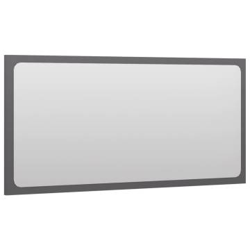 Stylish High Gloss Grey Bathroom Mirror - 80x1.5x37 cm