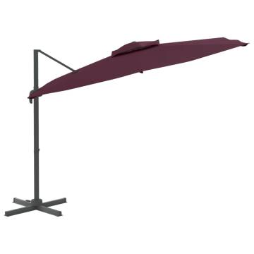 Double Top Cantilever Umbrella Bordeaux Red 300x300 cm