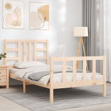 Solid Wood Bed Frame with Headboard 90x200 cm - HipoMarket