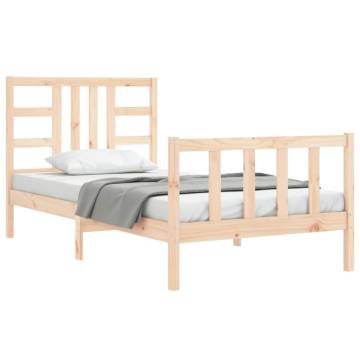 Solid Wood Bed Frame with Headboard 90x200 cm - HipoMarket