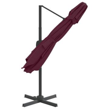 Double Top Cantilever Umbrella Bordeaux Red 300x300 cm