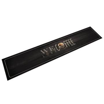 Kitchen Rug Washable Coffee Text 60x300 cm - Velvet Comfort