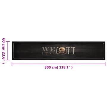 Kitchen Rug Washable Coffee Text 60x300 cm - Velvet Comfort