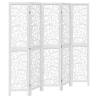 Elegant 5-Panel White Room Divider | Solid Wood Paulownia