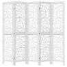 Elegant 5-Panel White Room Divider | Solid Wood Paulownia