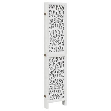 Elegant 5-Panel White Room Divider | Solid Wood Paulownia